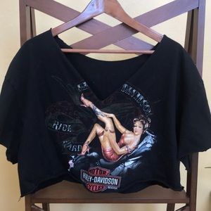 Harley Davidson cut up crop top vintage tee